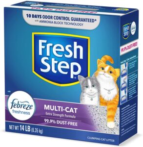 Fresh Step Multi-Cat con el Poder de Febreze, Arena para Gatos aglutinante de 14 LB: 6.35 Kg