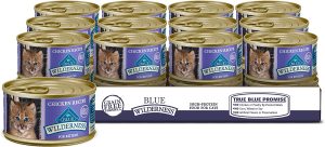 Blue Buffalo Wilderness High Protein Grain Free, Natural Kitten Pate Wet Cat Food, Chicken 3-oz cans (Pack of 24)