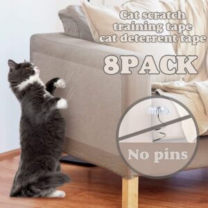OIFIO - Protector de sofá para gatos, cinta de entrenamiento transparente antiarañazos para gatos, paquete de 8 unidades