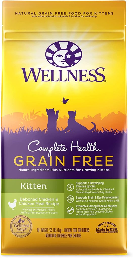 Wellness Complete Health Natural Grain Free Dry Cat Food,Kitten Health Deboned Chicken & Chicken Meal Recipe, 2.25-Pound Bag